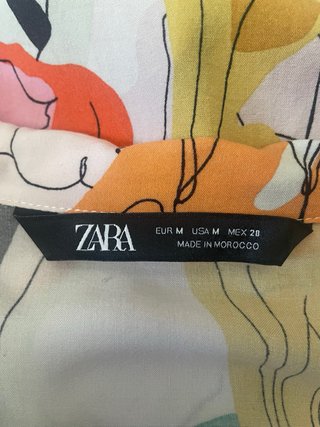 Blusa Zara Algodón Estampado Animal Talla M