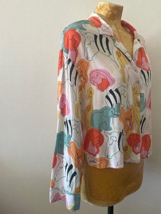 Blusa Zara Algodón Estampado Animal Talla M