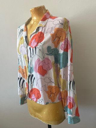 Blusa Zara Algodón Estampado Animal Talla M