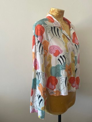 Blusa Zara Algodón Estampado Animal Talla M