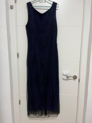 Vestido azul con pedrería
