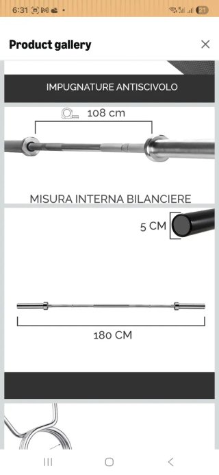 Barra Olímpica 180cm 15kg