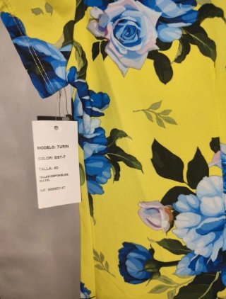 Vestido floral amarillo y azul mujer
