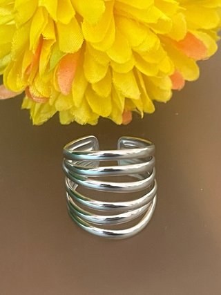 Anello in acciaio argentato