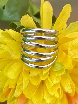 Anello in acciaio argentato