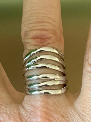 Anello in acciaio argentato