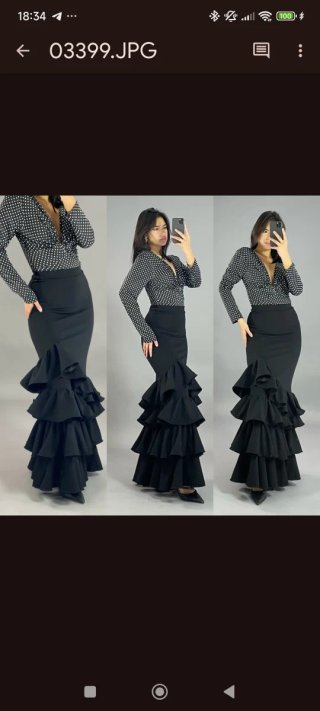 Falda flamenca negra talla 38, 40