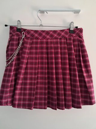 Falda corta cuadros Bershka