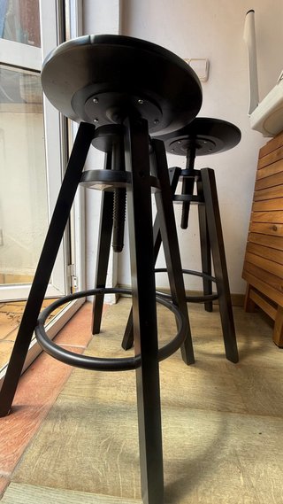 Taburetes de madera y metal negros - 3 unidades