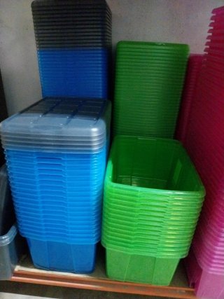 3 Cajas Almacenamiento Plástico Azul