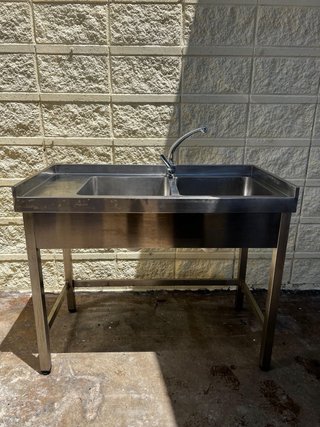 Fregadero industrial 1.2m, 2 cubas