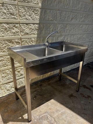 Fregadero industrial 1.2m, 2 cubas