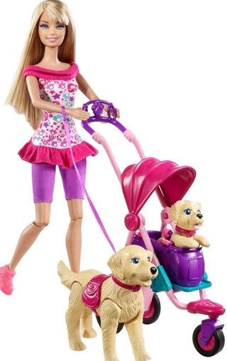 Barbie Strollin Pups con carrito y perros