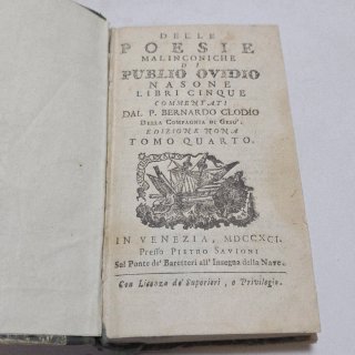 Libro antico - Delle poesie malinconiche 1791