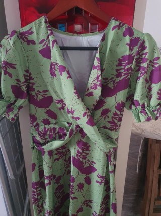 Vestido flores buganvilla y lima Talla S