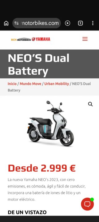 Ciclomotor Eléctrico Yamaha neos Scooter Blanco