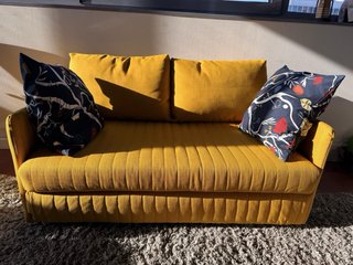 Sofá Ikea Amarillo Tela y Madera FRIDHULT