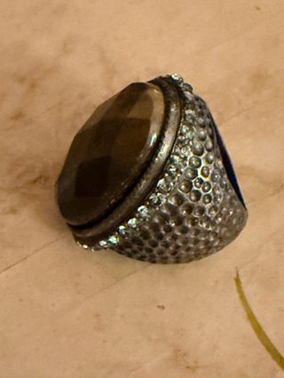 Anillo piedra marrón grande plata