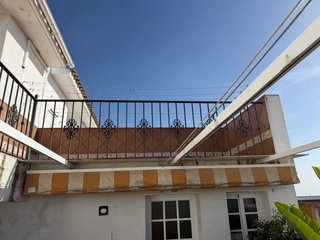 Toldo de tela a rayas