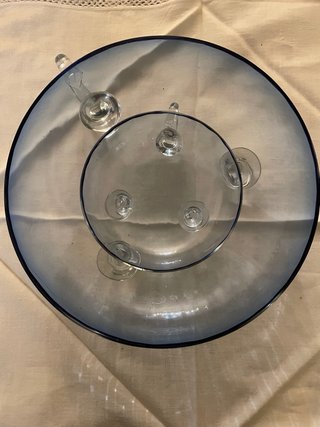Set bicchieri vetro artistico blu anni 60
