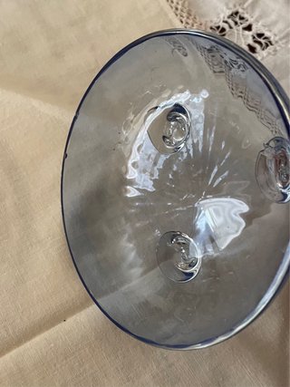 Set bicchieri vetro artistico blu anni 60