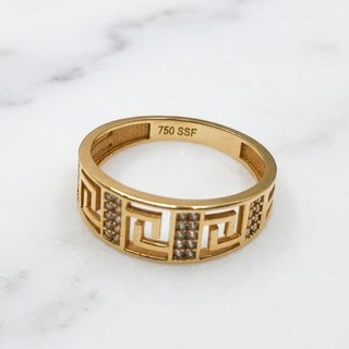 Anillo  greca Oro 18k y Circonitas