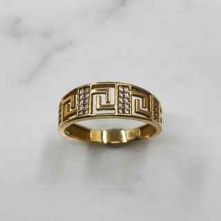Anillo  greca Oro 18k y Circonitas