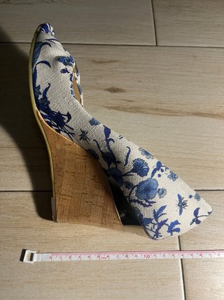 Sandalias Cuña Gucci Flores Azul Blanco
