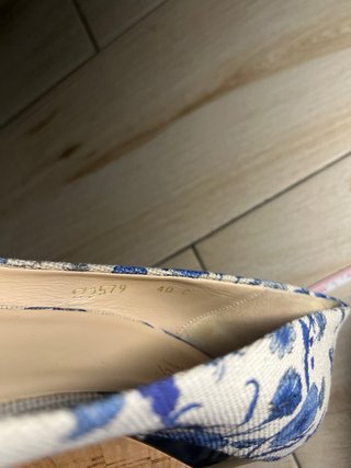 Sandalias Cuña Gucci Flores Azul Blanco