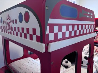 Cama infantil camión bombero roja Para 2 colchones