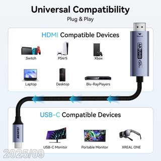 BENFEI Cable HDMI a USB-C 1.8m 4K 60Hz 000416grey
