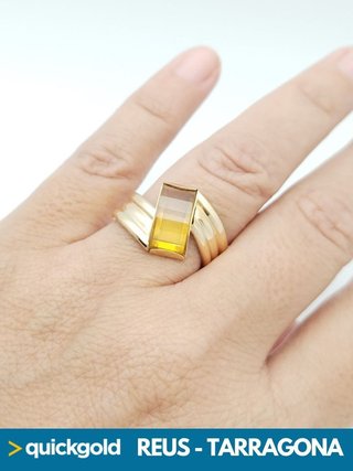 040-01-00595 ANILLO ORO 18K PIEDRA COLOR CITRINO