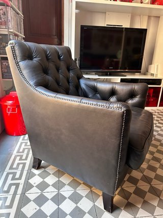 Sillón estilo Chester Piel Negro