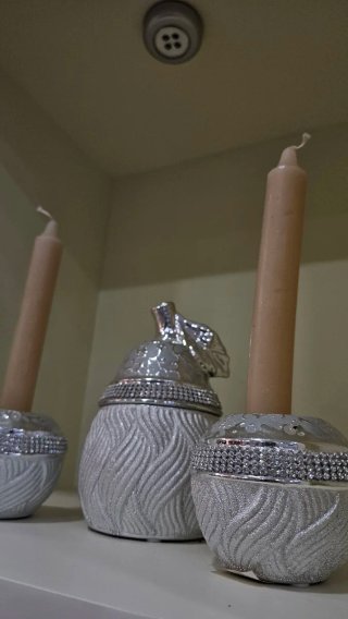 Conjunto Decorativo Plata con Velas