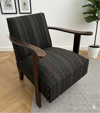 Butaca sillón vintage de tela y madera