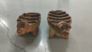 Pareja Cerditos Barro Vidriado