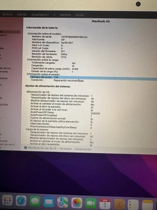 MacBook Air 2017 Plata 256GB i5 8GB RAM