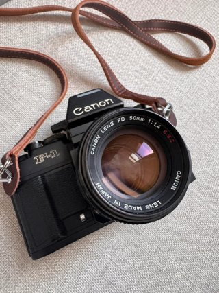 Canon F-1N + objetivo Canon FD 50mm f1.4 + bolsa