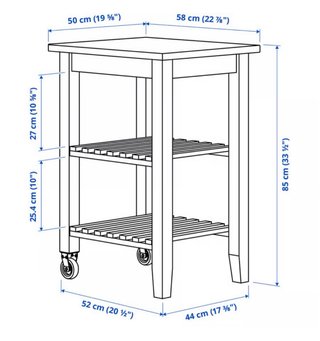 Carrito BEKVAM IKEA abedul 58x50 cm