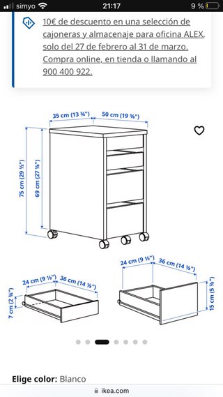 2 Cajoneras MICKE Ikea Negro y Blanco