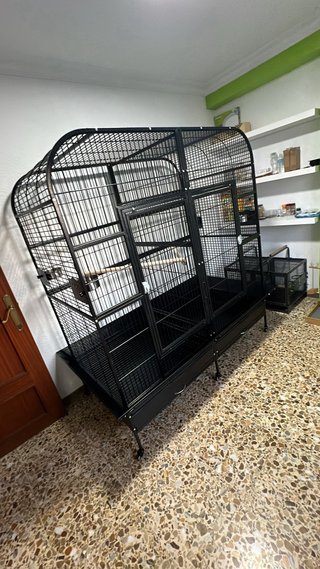 Jaula Doble Grande Negra para Loro