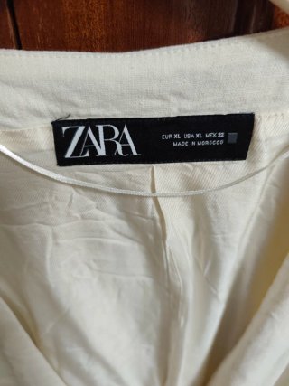 Chaleco Zara Lino Crema Talla XL