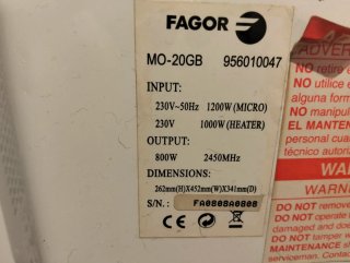 Microondas Fagor 800W