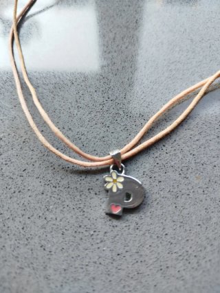 Conjunto de collares de Plata, letra P y Flor