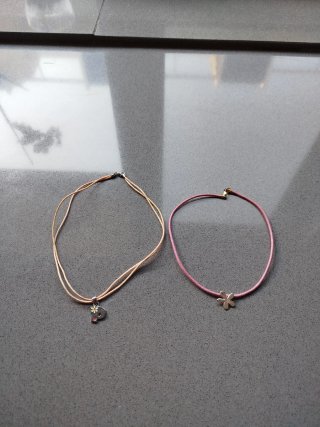 Conjunto de collares de Plata, letra P y Flor