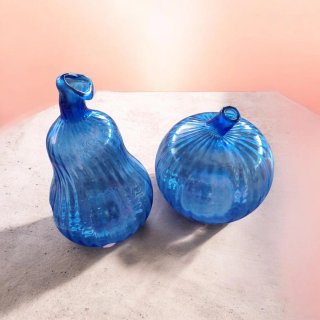 Pareja Jarrones Cristal Azul Soplado.(Solo en mano
