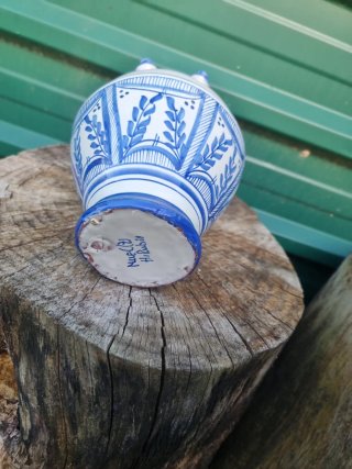Botijo de cerámica Muel azul y blanco