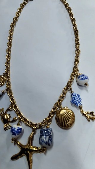 Collana Acciaio Ciondoli Mare Porcellana