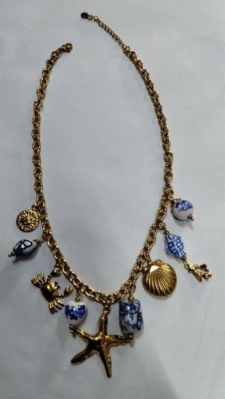 Collana Acciaio Ciondoli Mare Porcellana