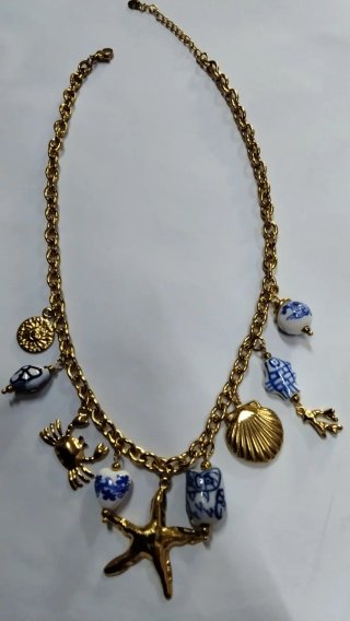 Collana Acciaio Ciondoli Mare Porcellana
